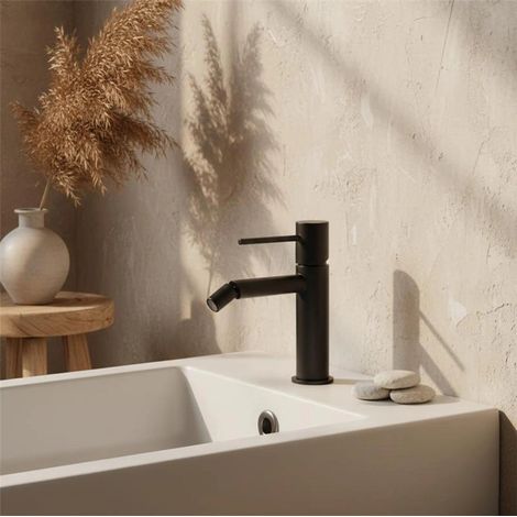Exagonshop Rubinetto bidet senza scarico in ottone nero opaco