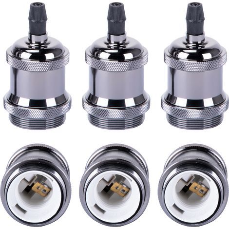 Douille de Lampe E27 Vintage Edison Rétro Lampe Base Chambre Salon pour Lustre Suspension Plafonnier DIY Noir Clair - 6Pcs (1/5)