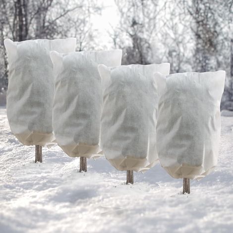 4pcs 60x80 cm Voile d'Hivernage, Protection Plantes Hiver Avec Cordon et Fermeture éclair, Réutilisable Tissu De Protection des Plantes d'hiver de Gel, Givre, Insectes (1/5)