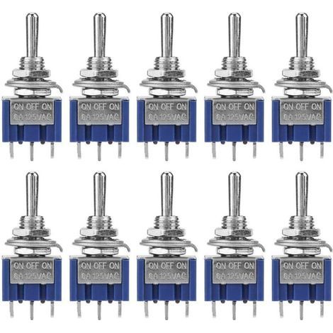 10 Stück Mini-SPDT-Wippschalter MTS-103 EIN-AUS-EIN, 3 Positionen, 3 Pins, 6 mm, 6 A, 125 V AC (1/5)