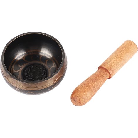 Bol chantant en cuivre 8cm avec bâton en bois, bol tibétain Bouddha pour yoga, méditation, relaxation, sonothérapie, guérison, instrument spirituel (1/5)