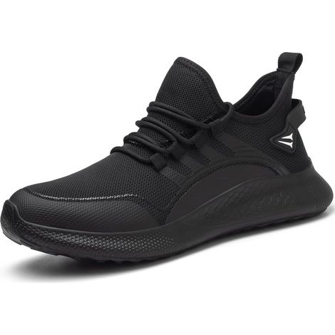 Chaussures de sécurité BESKEE homme femme légères, chaussures de travail à coque acier, sneakers de protection avec coussin d'air, antichoc, respirantes, disponibles en noir, pointures 36-48. (1/4)