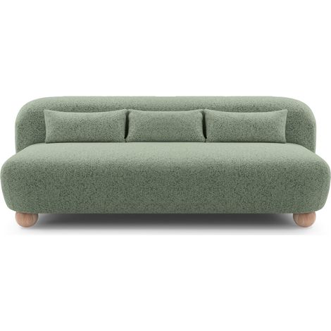 SUNA - Canapé droit tissu chiné 3 places - Vert