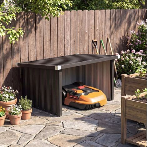 Garage pour robot tondeuse en acier galvanisé 108 x 86 x 62,5 cm gris foncé HAVRYA (1/5)