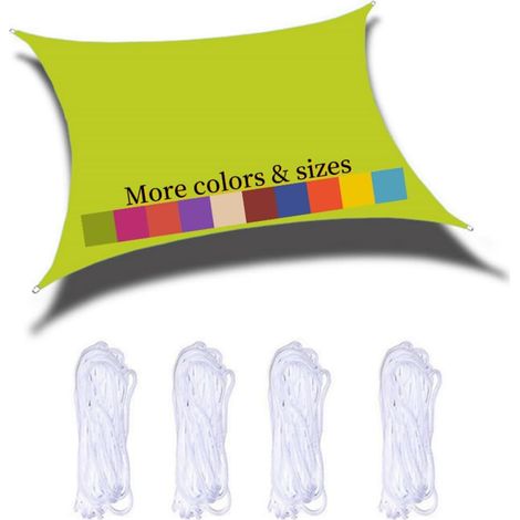 Voile D'ombrage Rectangulaire 4x6m Imperméable PES Toile Ombrage 98％ UV Protection pour Jardin Terrasse Balcon Piscine Fête Extérieur, Jaune Vert