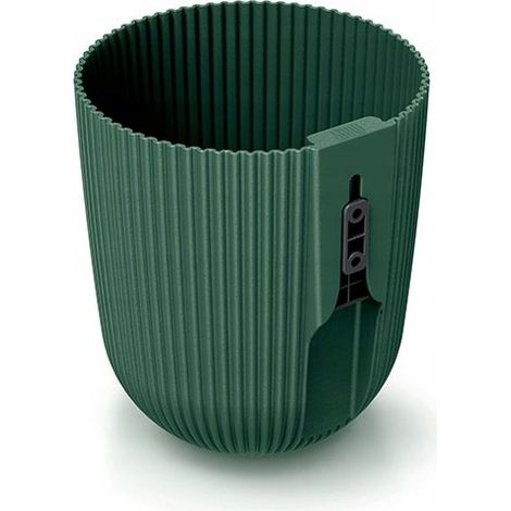 Vaso da fiori in plastica Milly con coperchio a parete scanalata, verde, 14,6 cm (1/2)
