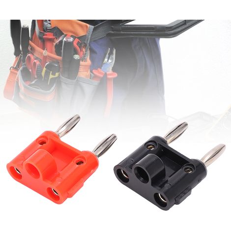 Vierpoliger, vernickelter Bananenstecker mit zwei Reihen, vierpoliger Bananenstecker, zweireihiger Bananenstecker, 4-mm-Bananenstecker (1/5)