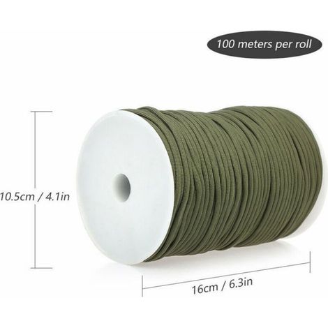 Corde Paracord - 100 M - 4 Mm - 9 Brins Intérieurs - Pour Randonnée Tente Sauvetage - Noir (1/5)