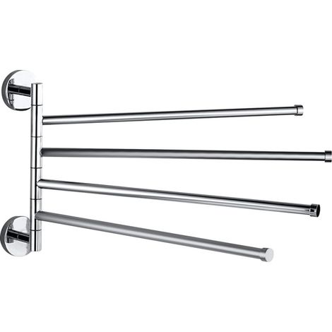 Porte Serviettes Mural 180° Serviette Support Porte-Serviettes Acier Inoxydable Barre à Serviettes Chrome (4-armer)
