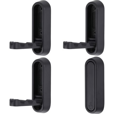 4 Wall Hooks, Folding Wall Hooks, Wall Mounted Headphone Holder, Folding Coat Hooks, Jacket and Towel Hook, Folding Wall Hooks for Headphones (Black) (1/4)