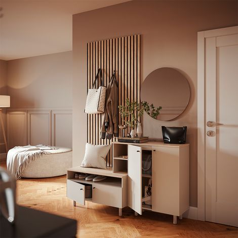 conjunto de recibidor Elano, Gris/Roble, 140 x 80 cm 2 partes, Vicco (1/5)