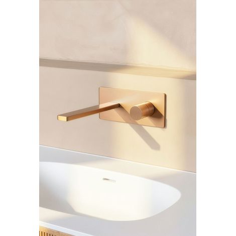 Mitigeur de lavabo encastré corps en inox MILTON cartouche céramique Ø35 BASS cuivre brossé (1/5)