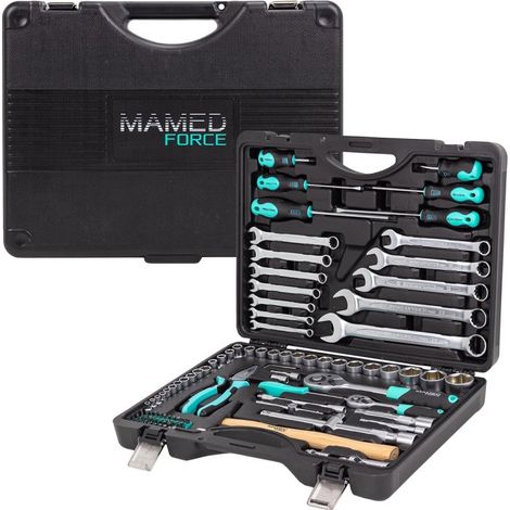 Coffret d'outils : douilles, clés, embouts, 110 pièces, mallette (1/4)
