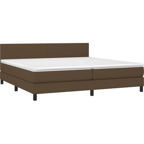 Box Spring Bed with Mattress&LED Dark Brown 200x200cm Fabric vidaXL (1/4)
