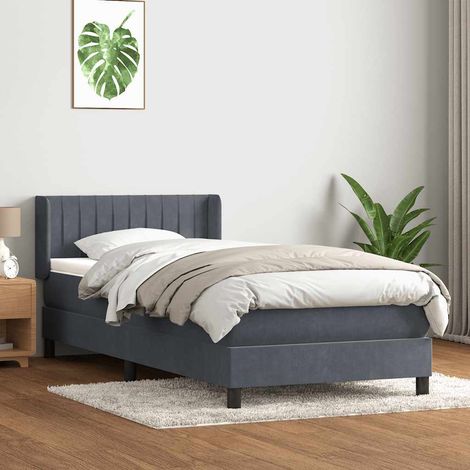 Boxspringbett mit Matratze Dunkelgrau 80x210 cm Samt
