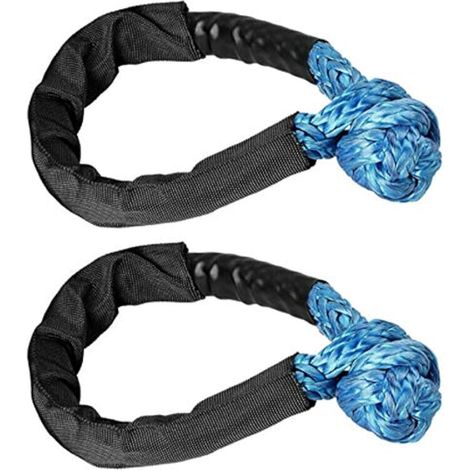 Lot de 2 cordes souples à manille, sangles de remorquage synthétiques, accessoires auto, cordes de remorquage, bleues (1/5)