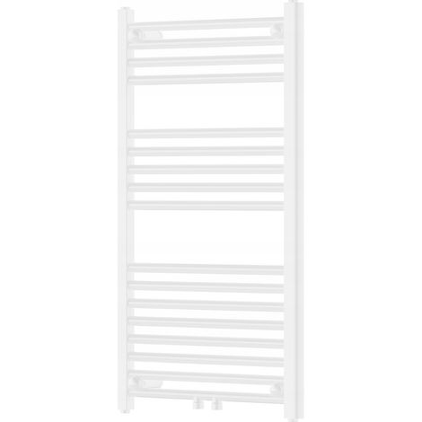 Sèche-serviettes eau chaude 370W Silla, radiateur salle de bain 90x50x3 cm, installation murale, design moderne, Blanc