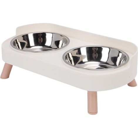 Arenero de acero inoxidable de doble capa, diseño robusto que evita que se vuelque, apto para gatos de todos los tamaños y perros pequeños (blanco). (1/5)