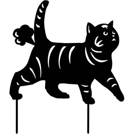 PET-Katzen-Erdungsstecker, Gartenhaufen für den Außenbereich, schwarze Katzenstatue, Logo-Rasenornamente für den Außenbereich