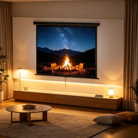 CHICFURN Écran de projection 4:3 4K-HD 181 x 8 x 138 cm noir mur ou plafond (1/5)