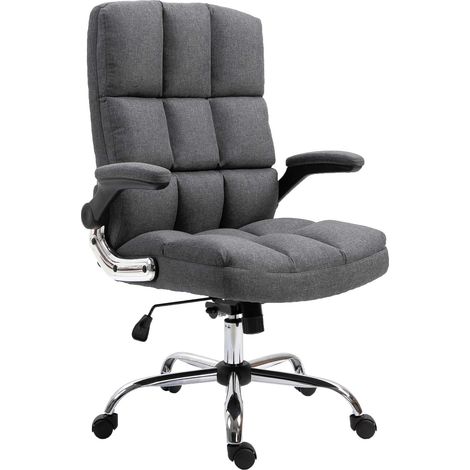 Poltrona sedia ufficio girevole regolabile HHG-489 ergonomica tessuto grigio scuro