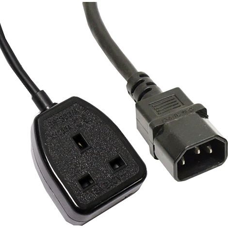 BeMatik - Fil électrique norme britannique BS 1363-2-CEI-60320-C14 0.4m noire (1/4)