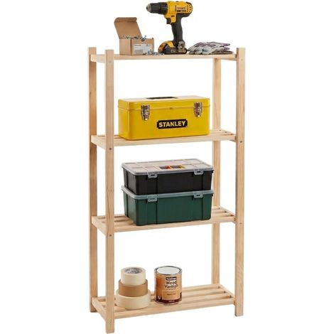 Étagère modulaire en bois de pin à 4 niveaux « 170x28.5x65cm » 7h