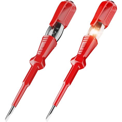 Lot de 2 tournevis plats 2-en-1 avec détecteur de tension sans contact (100-500 V)   avec indicateur lumineux, pour circuits CA/CC. (1/5)