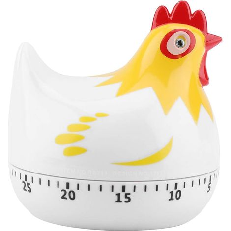 Mechanischer Küchentimer, Hühnermuster-Countdown, Küchentimer-Erinnerung für niedliches Hühnerdesign, ideal zum Kochen von Medikamenten, für Mütter, ältere Menschen (weiß)