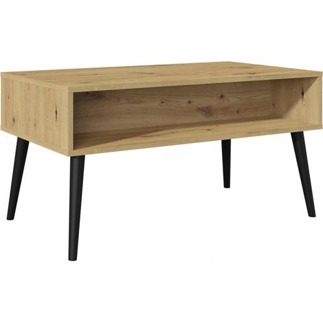 LINO Couchtisch, Eiche, handgefertigt, 100 x 50 cm, skandinavischer Retro-Loft-Stil