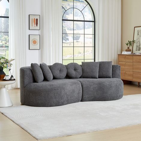 Canapé modulable 223 x 109 x 79 cm, sofa modulable, sans accoudoirs, 6 coussins inclus, assise rembourrée, chenille, gris (1/5)