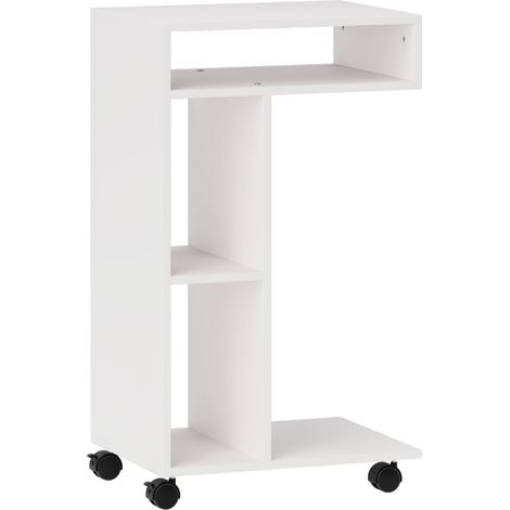 Bureau 4 Étagères avec Table Roulante Intégrée - Multifonction (Canapé, Lit, Bureau) - Blanc - Pour Salon et Salle à Manger (1/5)