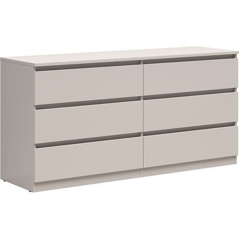 Commode à 6 tiroirs meuble de rangement coloris Beige - Longueur 150 x Profondeur 45 x Hauteur 75,5 cm (1/4)