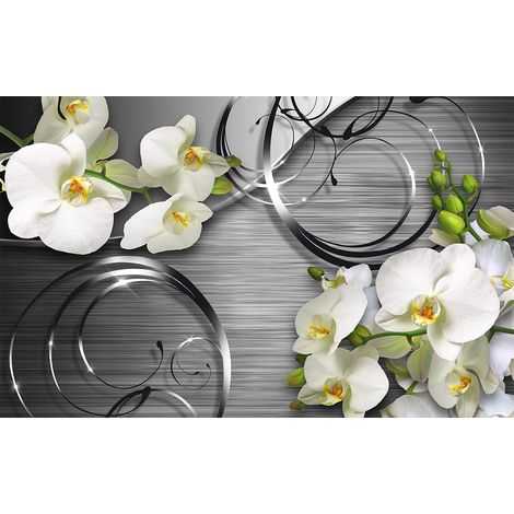 Affiche fleurs orchidées et clés de sol - 60x40cm - made in France (1/5)