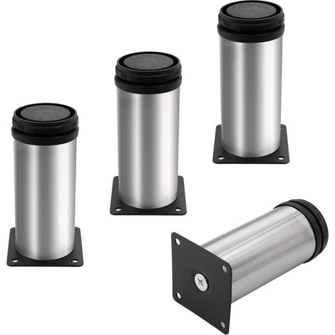 4 Pieds de Meuble, Pied canapé,Pied de Table Metal,Pieds de Meubles réglables en Acier Inoxydable brossé, Pieds de Table réglables en Hauteur, Hauteur Totale 100 mm (1/5)