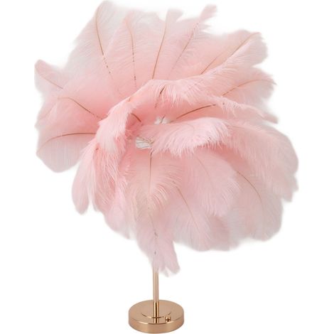 Lampe de table Feather, 3 couleurs, variateur tactile, connexion USB, lampe de chevet décorative moderne et romantique pour chambre à coucher, rose (1/5)