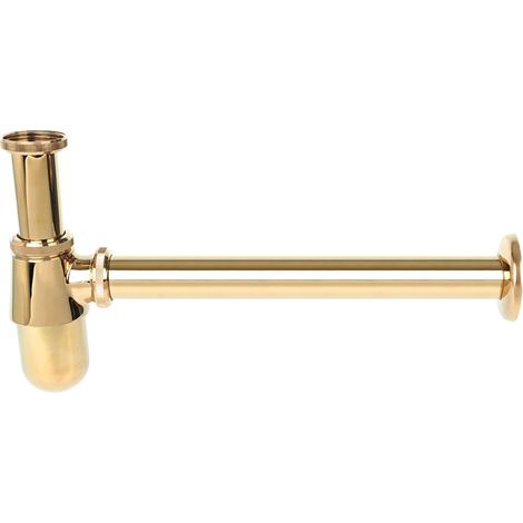 Siphon bouteille - Or - 50 mm - Piège à odeurs - Pour lavabos et bidets (1/2)