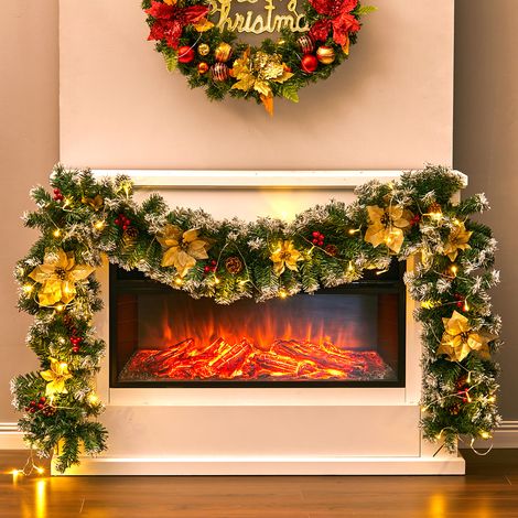 270CM Christmas Garland 50 LED Light Up Xmas Decor Hanging Rattan (1/5)