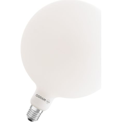 OSRAM Vintage 1906 Big Globe è una lampada dimmerabile con tecnologia LED dal design decorativo a filamento. Offre 7,3 W per 806 lm, attacco E27, design satinato, diametro 200 mm, CRI 80. (1/4)