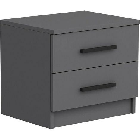 Comodino Iune, 2 Cassetti, un Ripiano, Apertura Scorrevole, 50x47x40h cm Nero Antracite