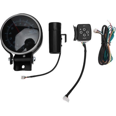 Compte-tours modifiable 12V avec écran 3 couleurs, indicateur de signal moteur et voyant d'alarme (1/5)