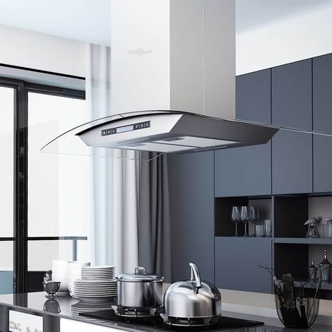 Vidaxl – Hotte îlot 90 cm – Débit d'air 756 m³/h – Écran tactile LCD – Filtres en aluminium lavables – Installation îlot et comptoir (1/5)