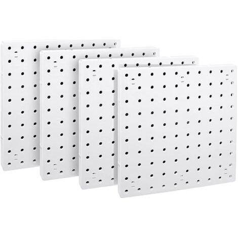 Organiseur 4 PièCes en Panneau Perforé, Suspension Murale en Panneau Perforé Blanc, Panneau Perforé pour Salle D'Artisanat, Garage, Cuisine, Salon (1/5)