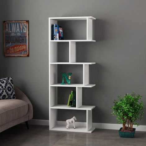 FWStyle Modern Design Bookshelf Shelving Unit Matt White Scratch Resistant (1/3)