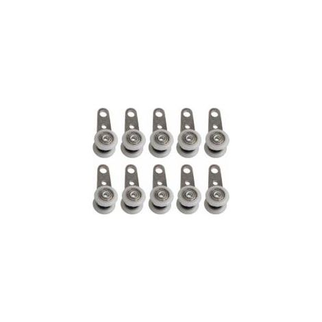 Lot De 10 Roulettes Pour Baies Vitrées Ou Portes Coulissantes - En Métal Et En Plastique - 4,5 X 1,9 Cm (1/5)