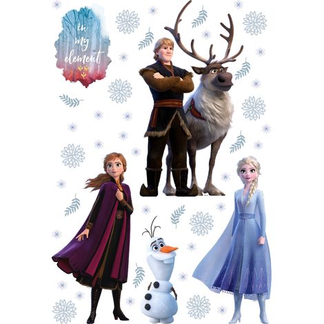 sticker mural La Reine des neiges bleu, marron et violet  - Disney