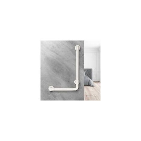 Barre de Maintien Douche Antidérapante, poignée en L,FixéE Au Mur, pour baignoire chambre à coucher balustrade d'escalier, blanc,60 40 cm (1/5)