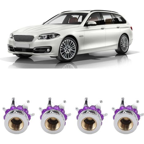 Crown Diamond Ventildeckel für Pkw- und Lkw-Reifen und Profilrillen (4er-Pack), Lila (1/5)