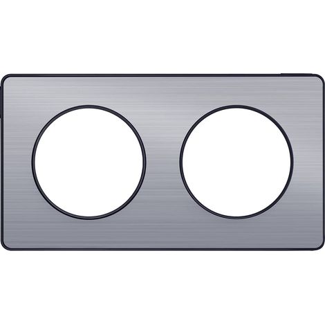 Plaque de finition double Odace Touch clipsable - Alu brossé liseré anthracite