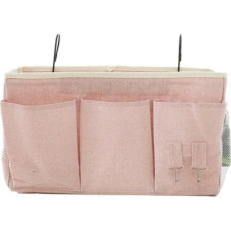 Sac de rangement multifonctionnel à suspendre pour table de chevet, 3 compartiments, pour chambre d'étudiant ou dortoir, panier suspendu en tissu, sac de rangement pour magazines et livres, 1 pièce (r (1/5)